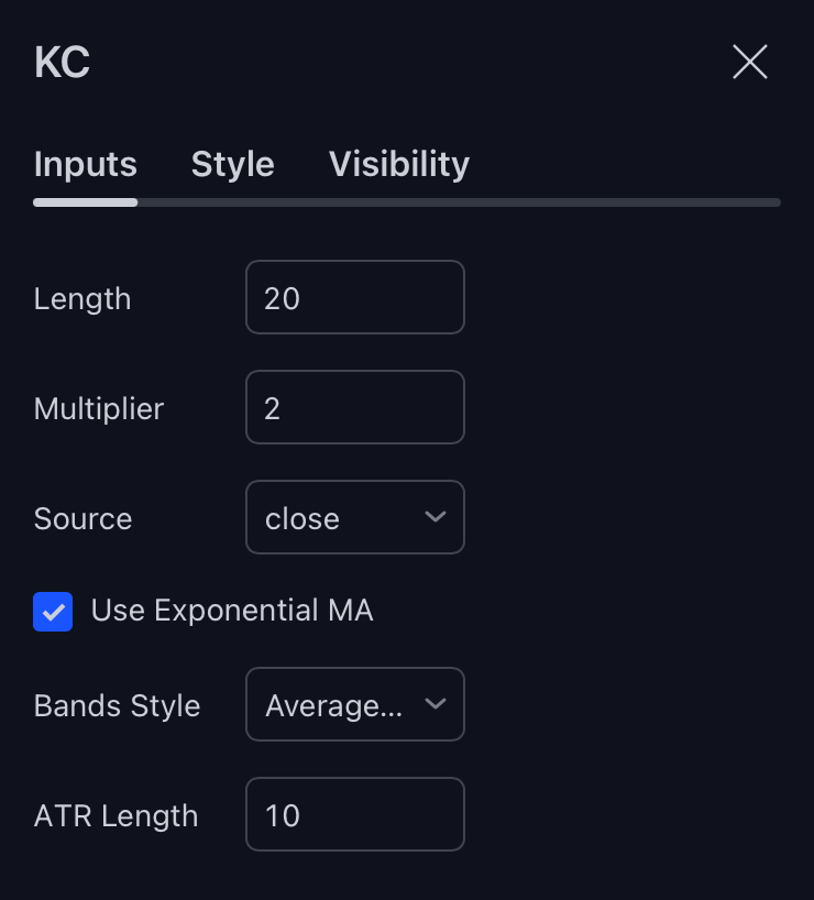 keltner channel indicator settings